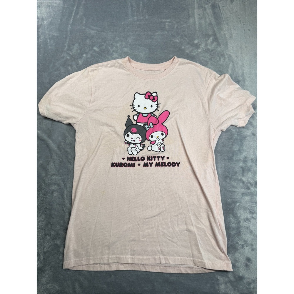 Sanrio Hello Kitty Kuromi My Melody T Shirt Women Large Beige Cotton Graphic
